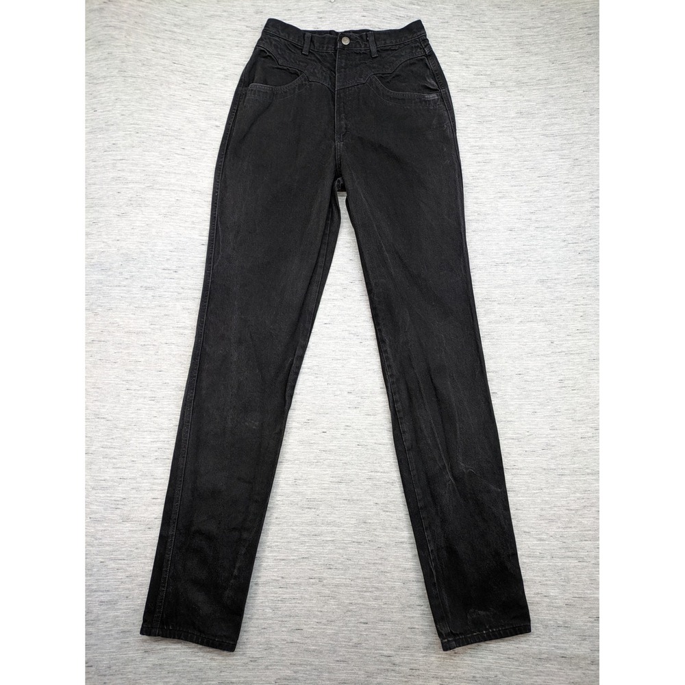 Rocky Mountain Jeans Vintage High Waist Black‎ Scallop Straight Leg Size 11/12